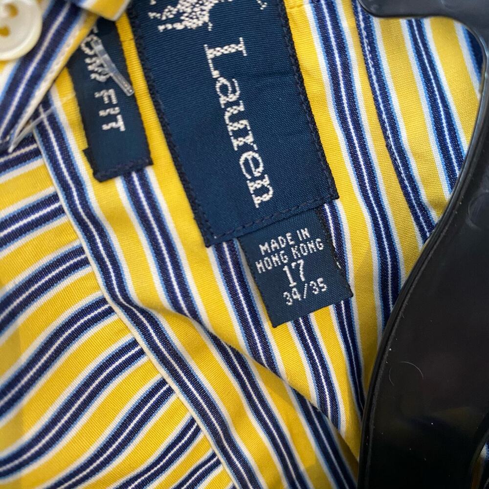 Ralph Lauren Men’s Button Up Custom Fit Shirt 17 34/35 Striped Retro‎ Style 90s - Picture 4 of 10
